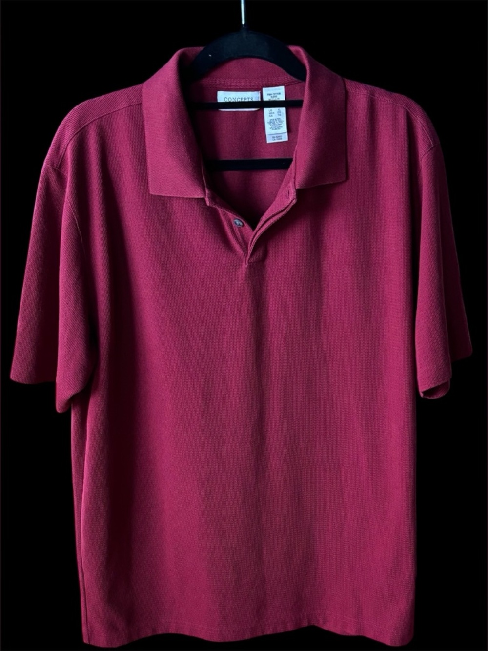 Men's XL textured luxury polo shirt in a Burgandy color Pima cotton blend.